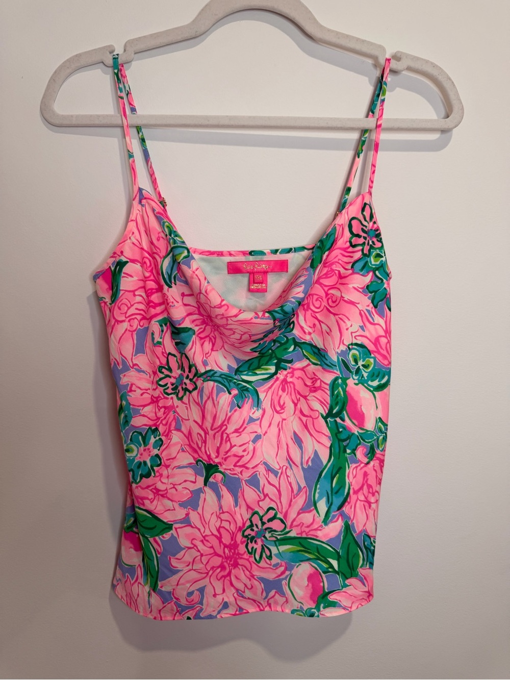 Lilly Pulitzer Floral Pink Cowl Neck Tank Top - Women
